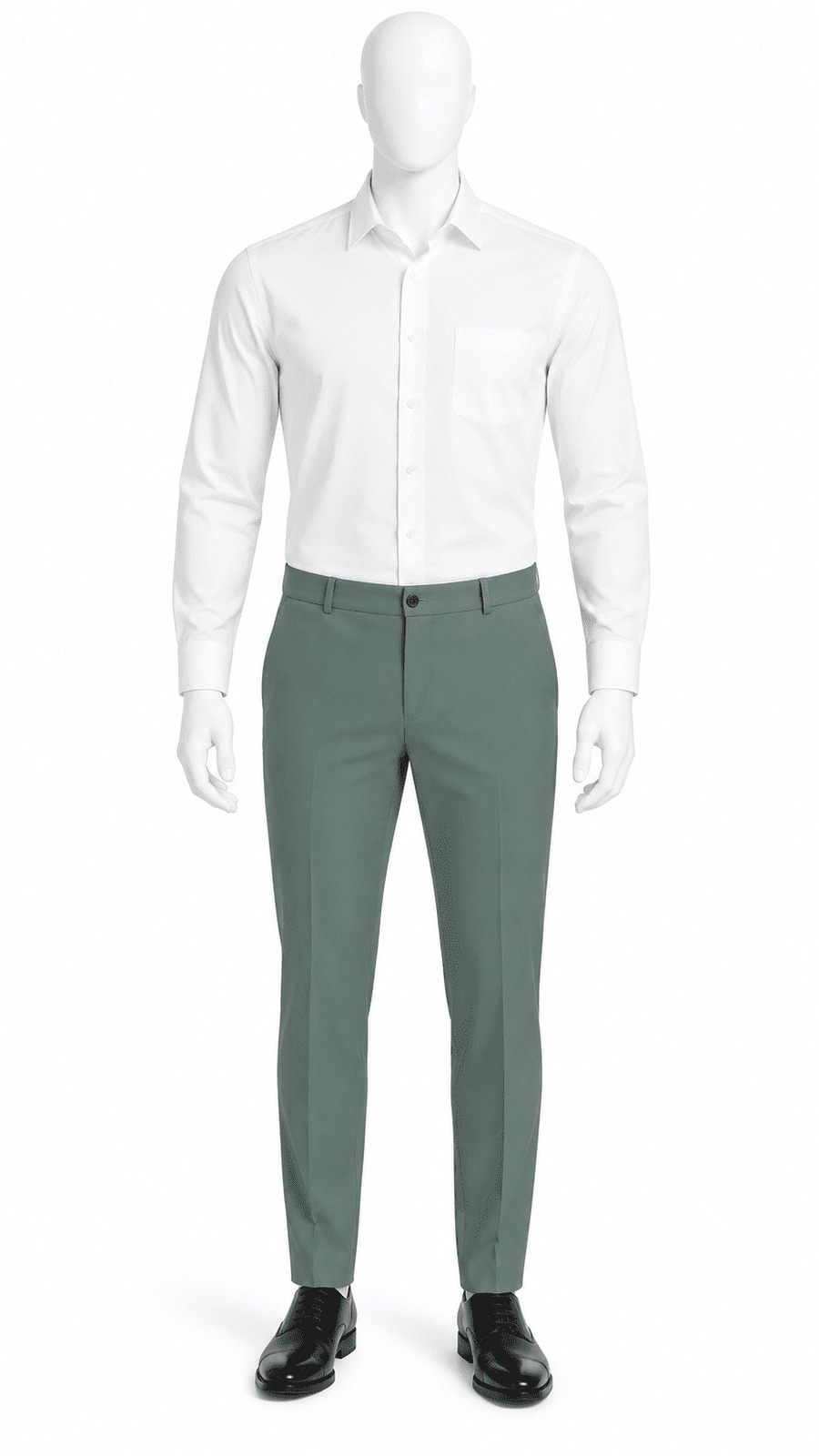 Sage Green Slim Fit Formal Trousers For Men's