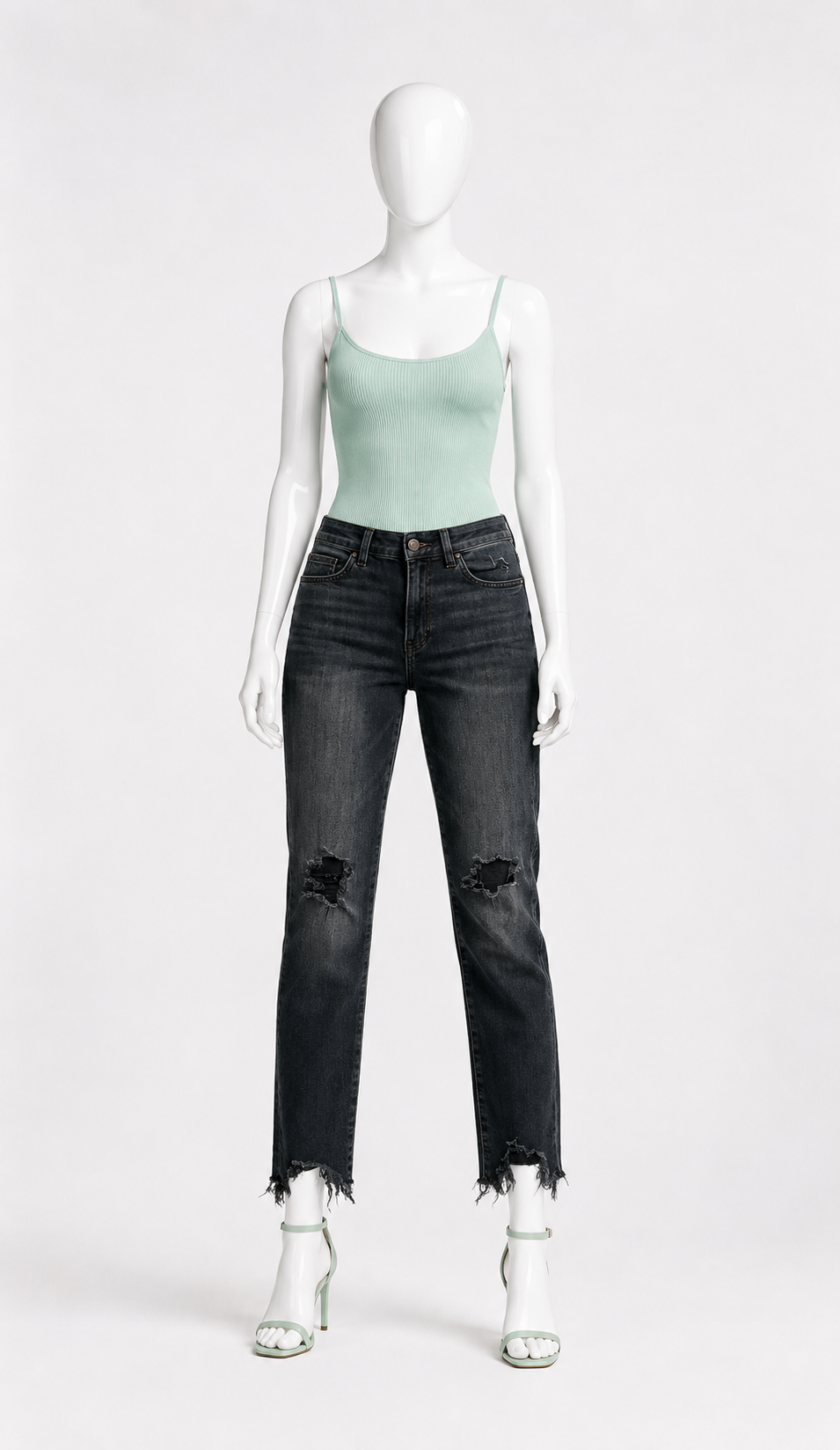 Black Washed Skinny Fit Distressed Jeans